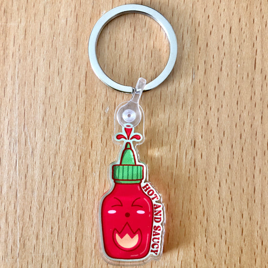 Hot and Saucy Sriracha Acrylic Keychain