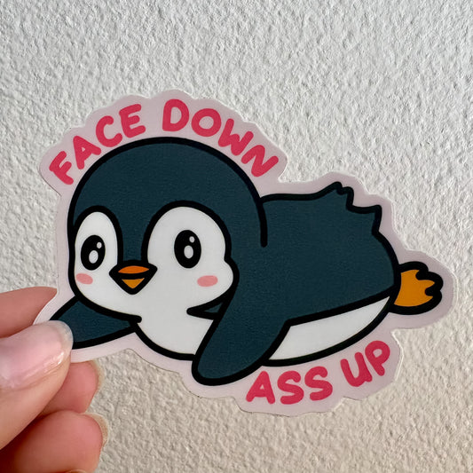 Face Down Ass Up Penguin Vinyl Sticker