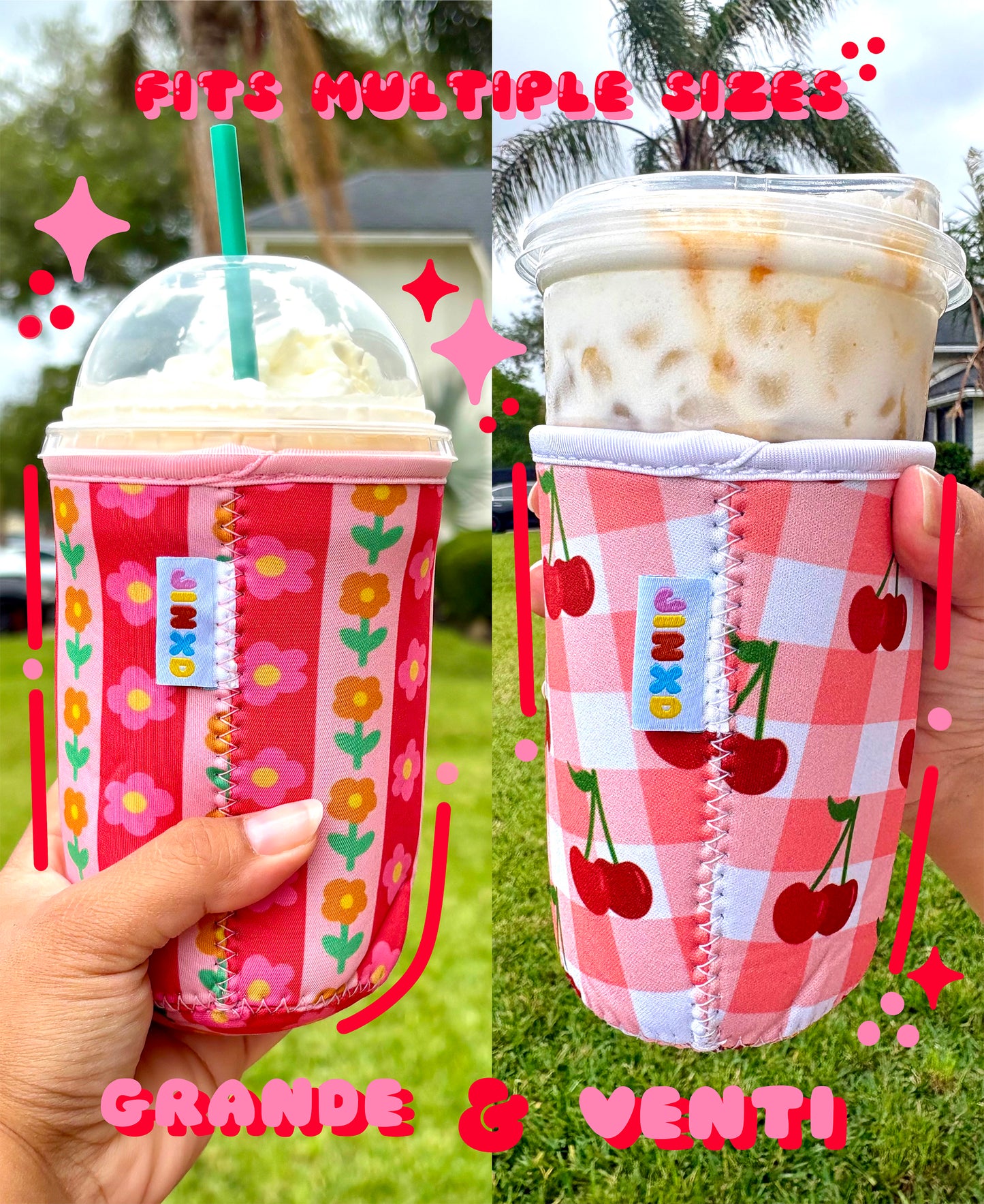 Pink and Red Cherries Insulated Coffee Sleeve