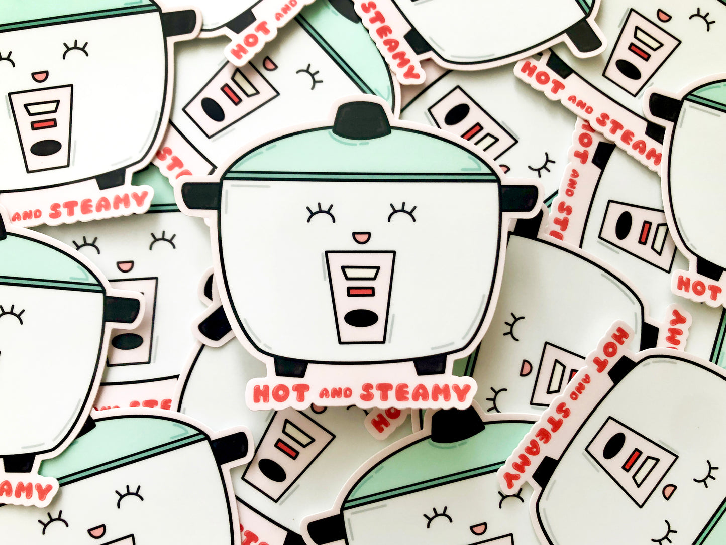 Hot and Steamy Rice Pot Vinyl Sticker