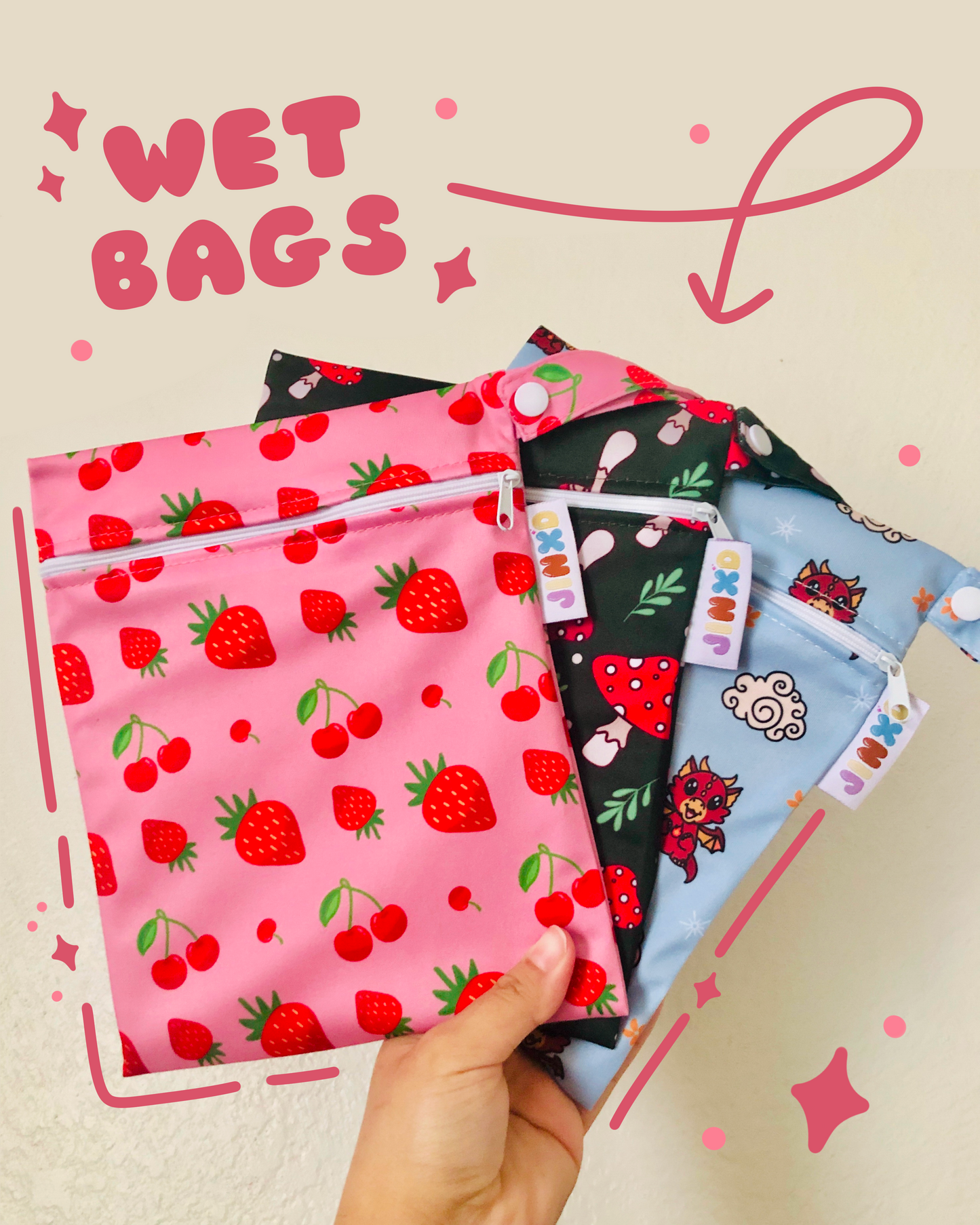 Cutesy Wet Bags- Waterproof Inside & Outside