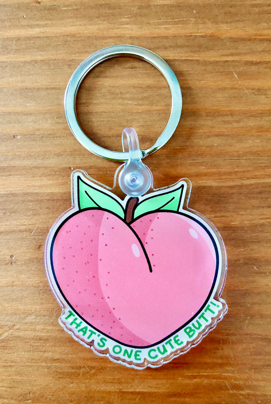 That's One Cute Butt Peach Acrylic Keychain