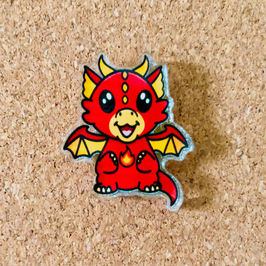 Red Baby Dragon Acrylic Pin