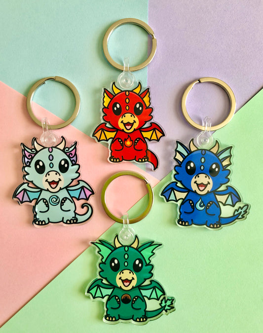 Baby Fire Dragon Acrylic Keychain