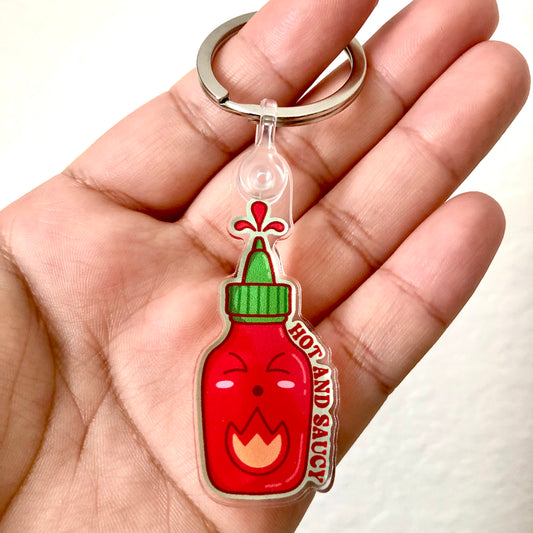 Hot and Saucy Sriracha Acrylic Keychain
