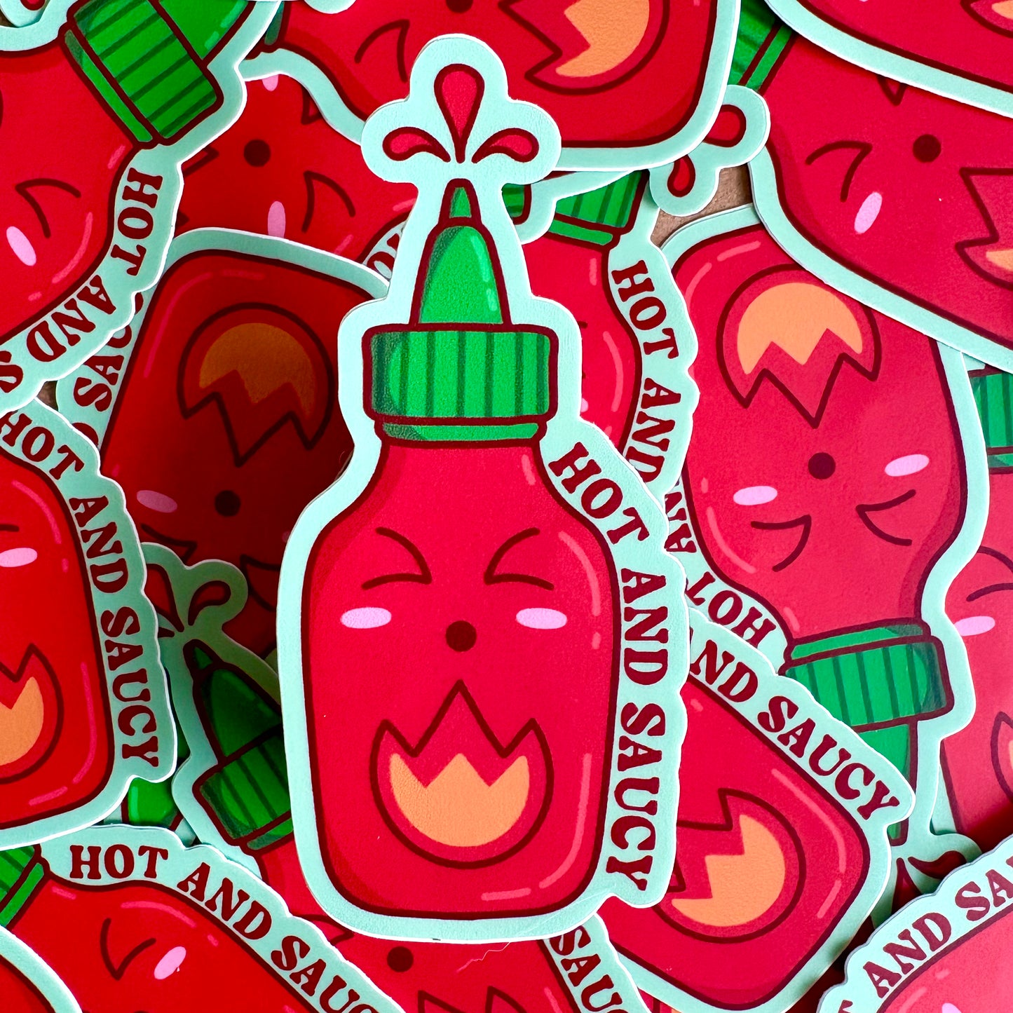 Hot and Saucy Sriracha Vinyl Stickers