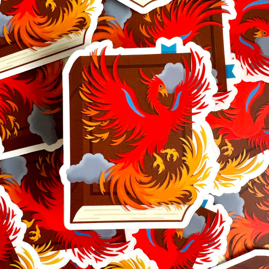 Phoenix Mythical Book Vinyl Sticker