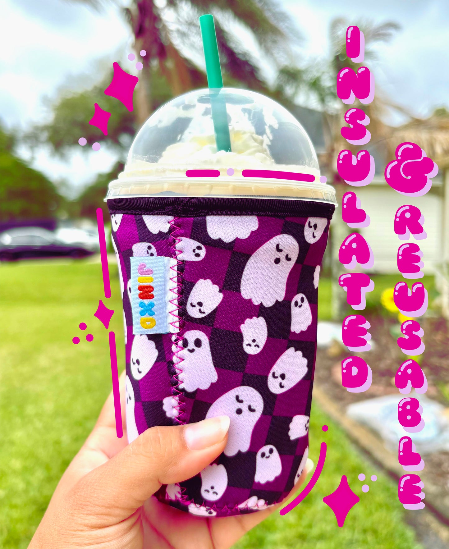 Pink and Red Cherries Insulated Coffee Sleeve