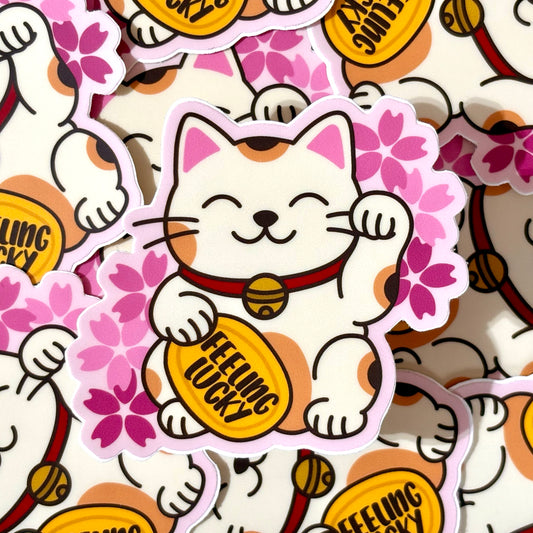Feeling Lucky Cat Vinyl Sticker