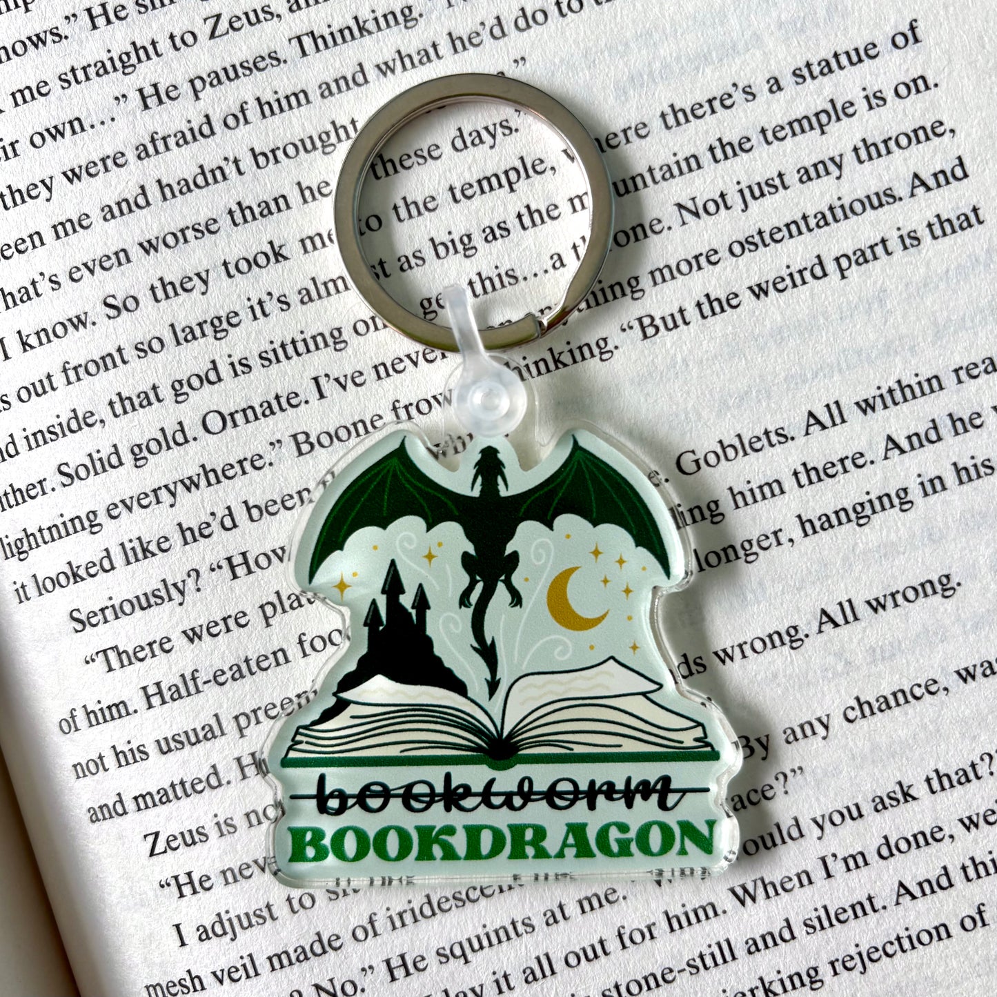 Book Dragon Acrylic Keychain