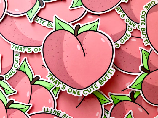 That's One Cute Butt Peach Vinyl Sticker