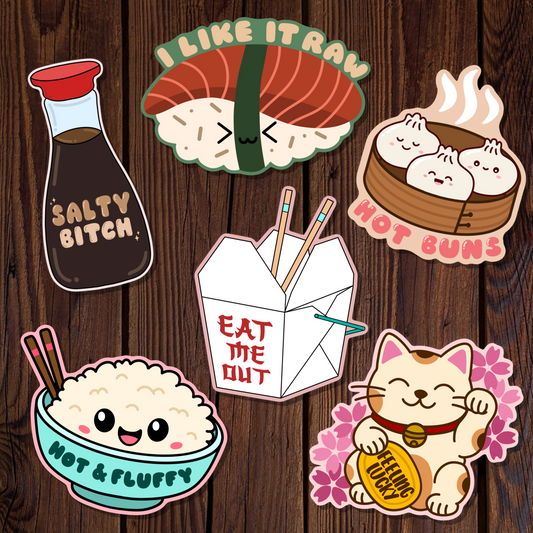 Spicy Asian Sticker Collection- 6 Pieces