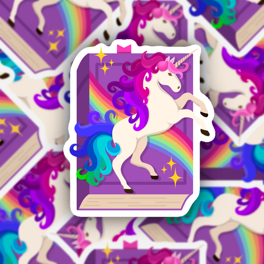 Unicorn Mythical Book Vinyl Sticker