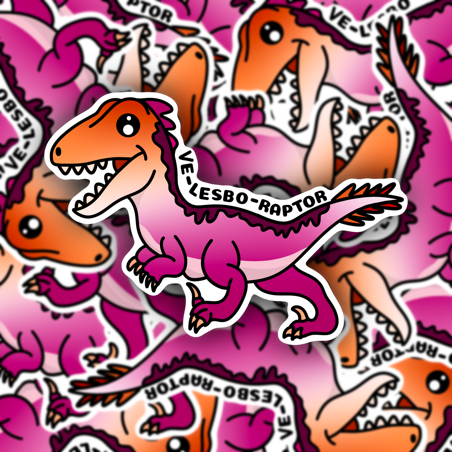 Ve-Lesbo-Raptor Dinosaur Vinyl Sticker