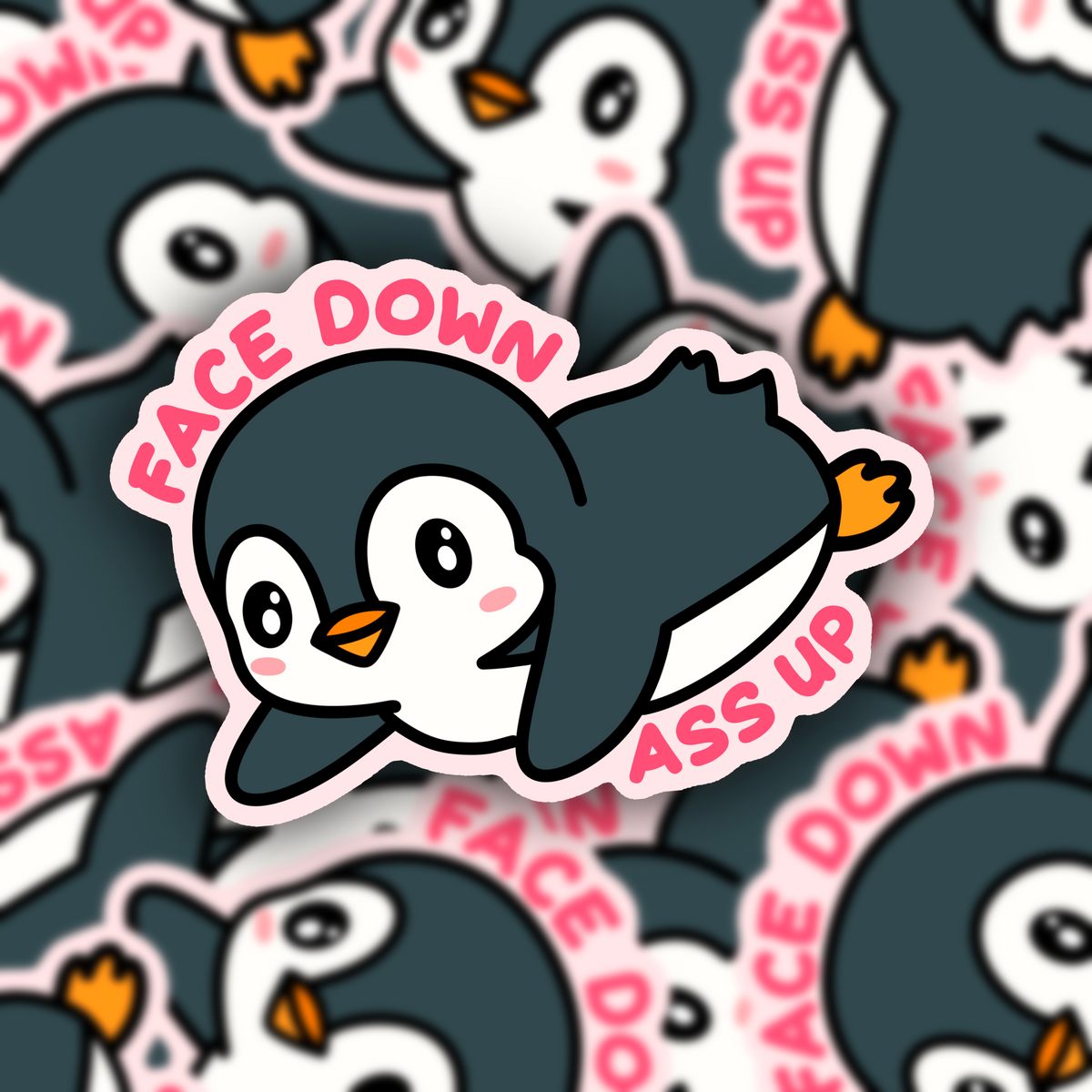 Face Down Ass Up Penguin Vinyl Sticker