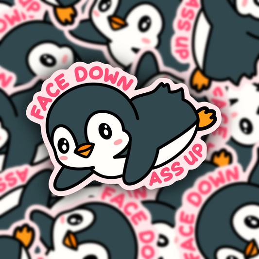 Face Down Ass Up Penguin Vinyl Sticker