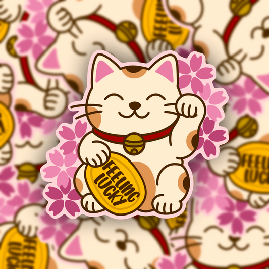 Feeling Lucky Cat Vinyl Sticker